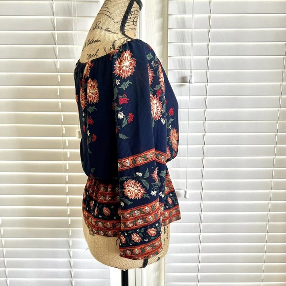 Anthropologie Flutter By Dance & Marvel Floral Off Shoulder Sz Small Blouse Top - Picture 5 of 13